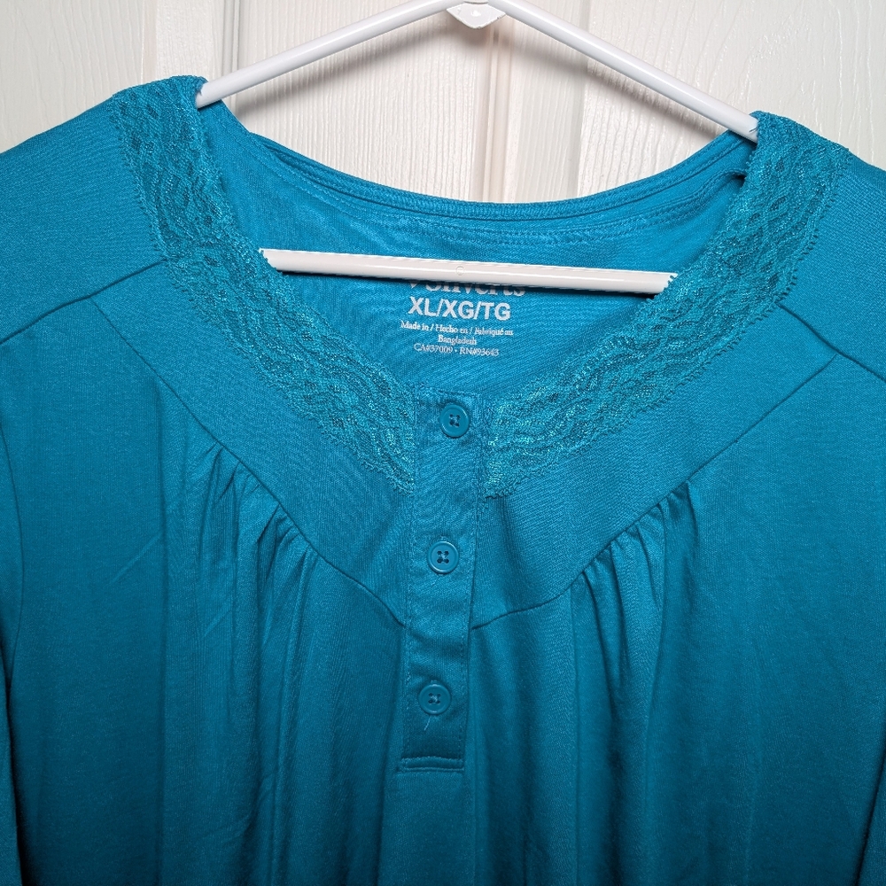NWT Silverts Adaptive Nightgown XL Open Back Gown Assisted Dressing Teal